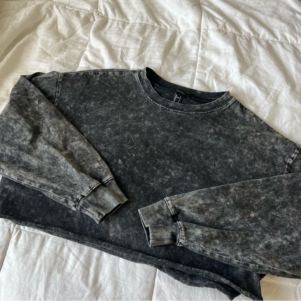 Acid Wash Tie Dye Cropped Crewneck